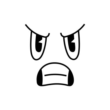 Retro çizgi film duyguları. Göz ve ağız elementleri. öfke