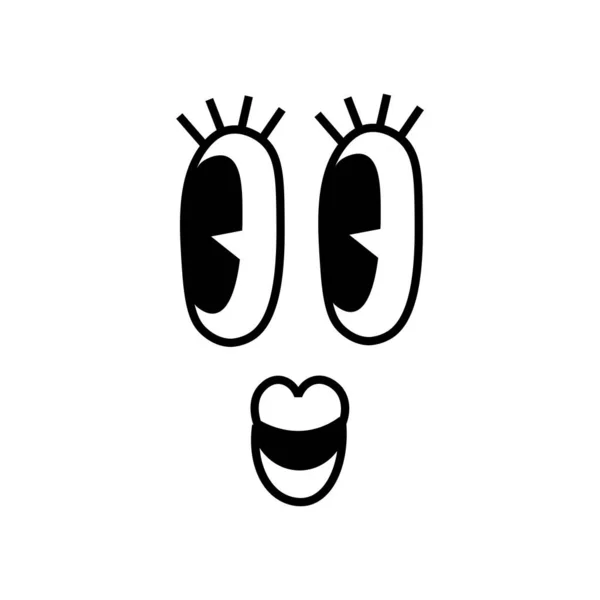 Emoções Desenhos Animados Retrô Olho Feminino Elementos Boca Surpresa — Vetor de Stock