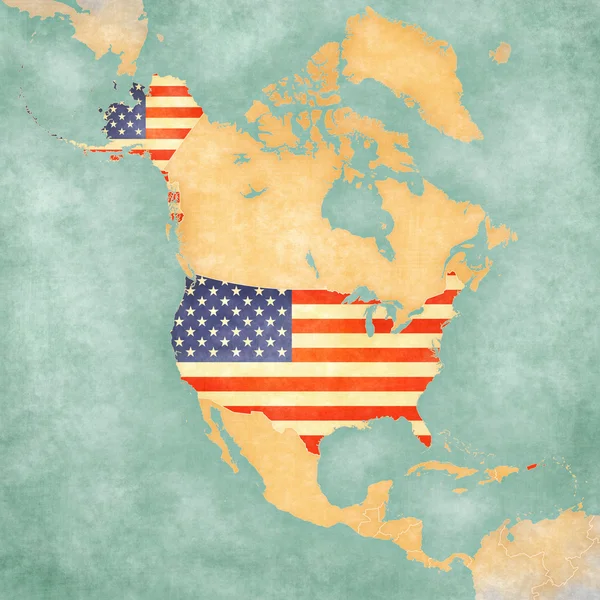 Mapa Ameryki Północnej - Usa (serii Vintage) — Zdjęcie stockowe
