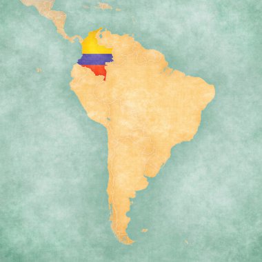Map of South America - Colombia (Vintage Series) clipart