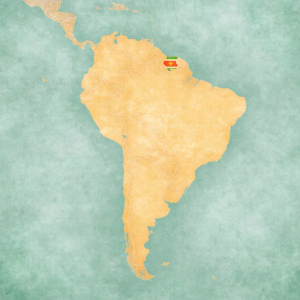 Mappa del Sud America - Suriname (Vintage Series ) — Foto Stock