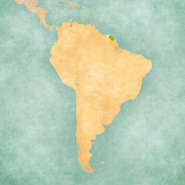 Güney Amerika Haritası - Fransız Guyanası (Vintage serisi)