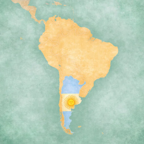 南アメリカ - アルゼンチン (ビンテージ シリーズの地図) — ストック写真