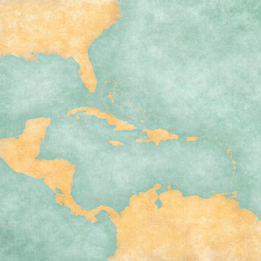 Map of Caribbean - Blank Map (Vintage Series) clipart