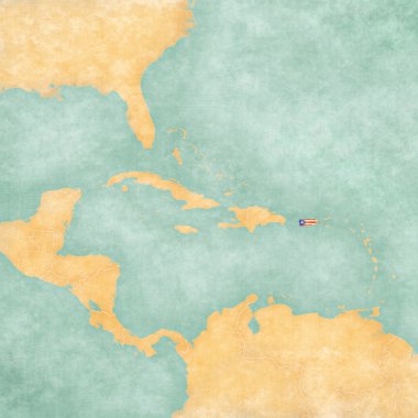 Caribbean - Puerto Rico (Vintage serisi Haritası)