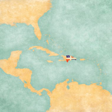 Caribbean - Dominik Cumhuriyeti (Vintage serisi Haritası)