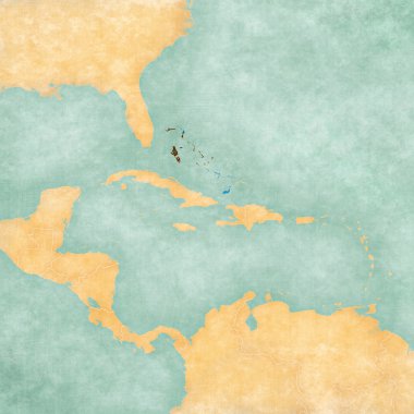Caribbean - Bahama Adaları (Vintage serisi Haritası)