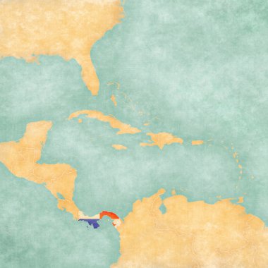 Caribbean - Panama (Vintage serisi Haritası)