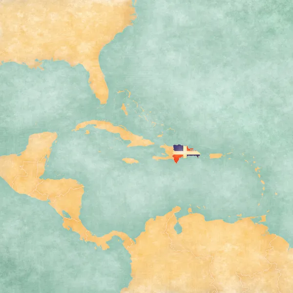 Karte der Karibik - Dominikanische Republik (Jahrgangsreihe) — Stockfoto