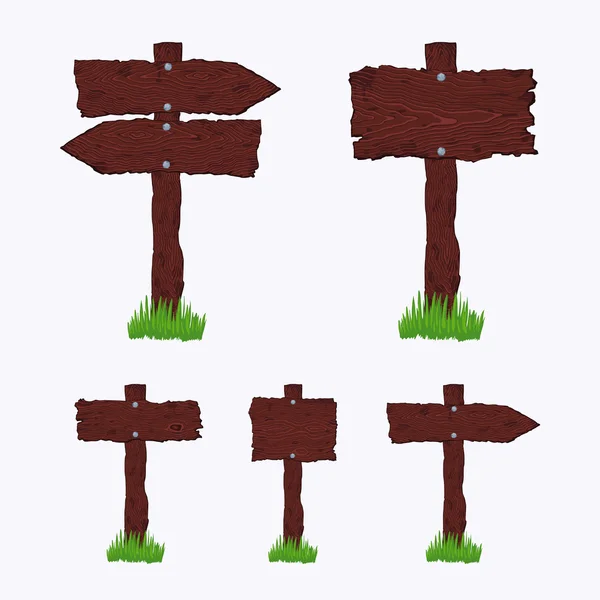 Signes en bois foncé vierges — Image vectorielle