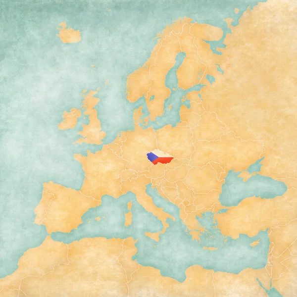 Mappa dell'Europa - Repubblica Ceca (Vintage Series ) — Foto Stock