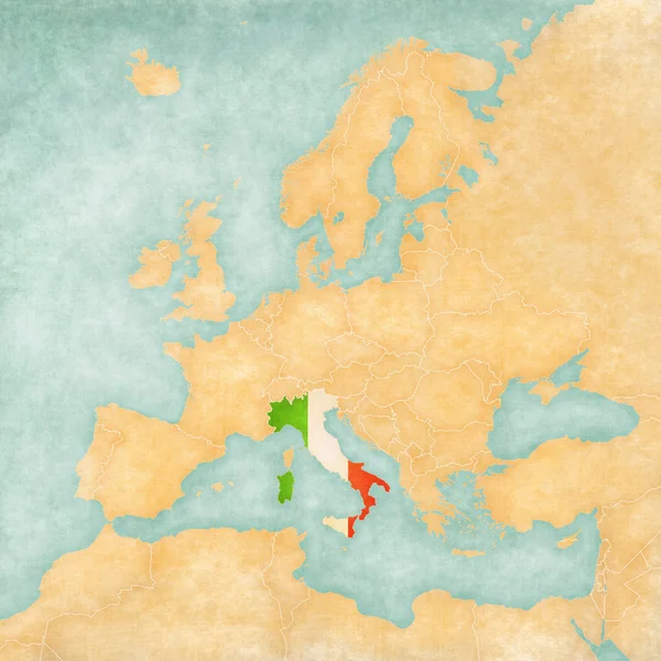 Χάρτης της Ευρώπης - Ιταλία (σειρά vintage) — Φωτογραφία Αρχείου