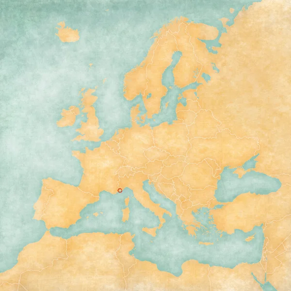 Mapa Evropy - Monako (ročník série) — Stock fotografie