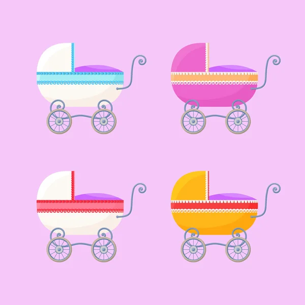 Винтажные детские коляски — стоковый вектор