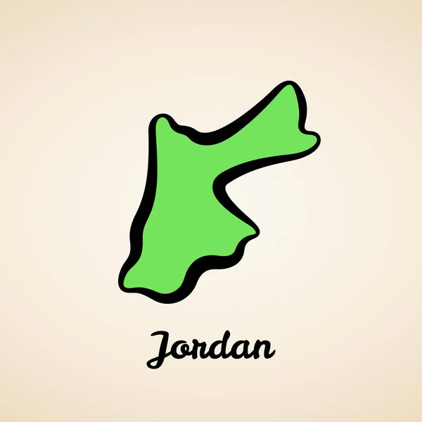 Mapa Verde Simplificado Jordania Con Contorno Negro — Vector de stock