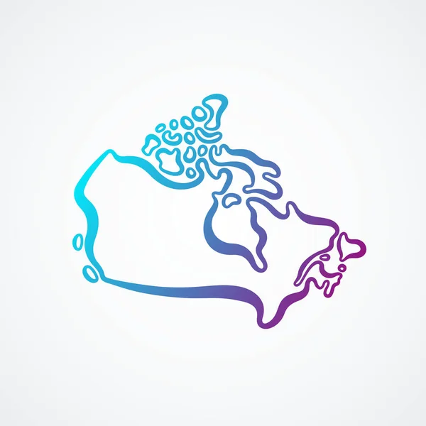 Obrysová Mapa Kanady Modrofialovým Gradientem — Stockový vektor