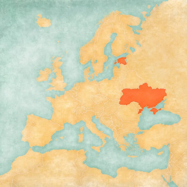 Ucrânia Estônia Mapa Europa Estilo Soft Grunge Vintage Como Papel — Fotografia de Stock