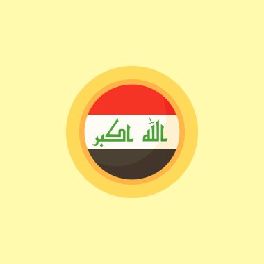 Flag of Iraq with round frame. Flat design style.