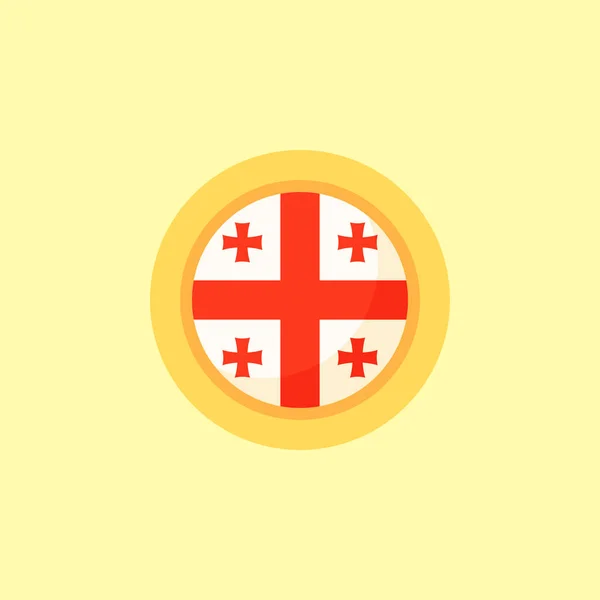 Bandera Georgia Con Marco Redondo Estilo Diseño Plano — Vector de stock