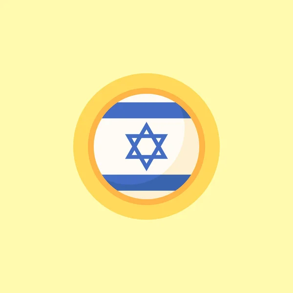Bandeira Israel Com Moldura Redonda Estilo Design Plano — Vetor de Stock
