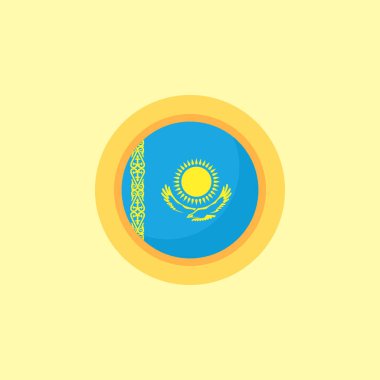 Flag of Kazakhstan with round frame. Flat design style.
