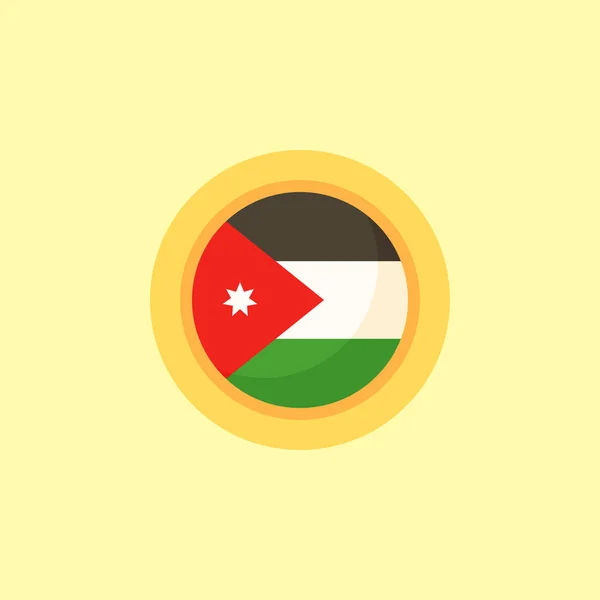 Прапор Йорданії Круглою Рамою Стиль Плаского Дизайну — стоковий вектор