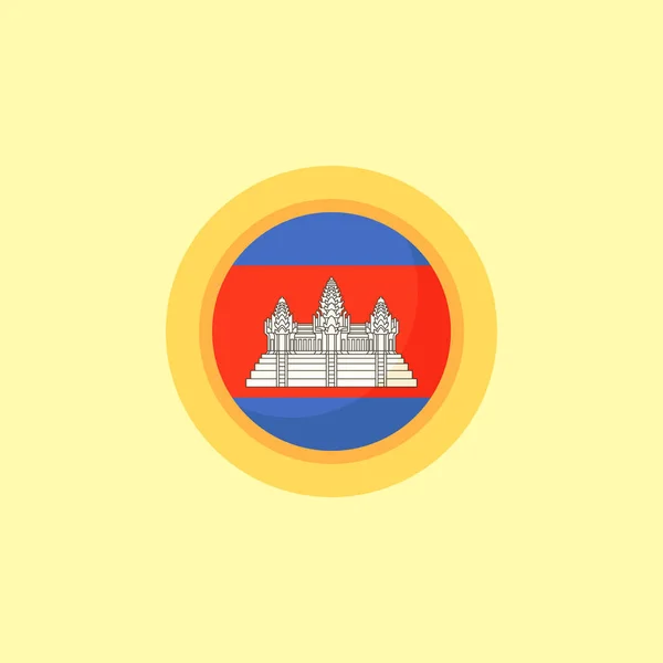 Flag Cambodia Frame Flat Design Style — Vetor de Stock