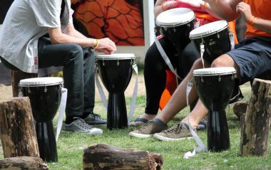 Bongo müzisyenler daire davul ve koltuk stok, fotoğraf, fotoğraf, resim, resim davul,