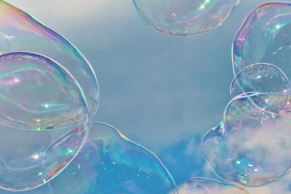 Soap Bubbles on the breeze in the sky — Stock Photo, Image