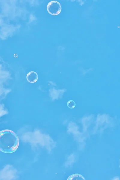 Soap Bubbles on the breeze in the sky — Stock Photo, Image