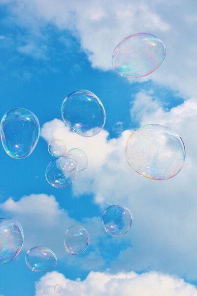 Soap Bubbles on the breeze in the sky