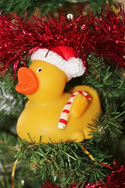 Weihnachtsschmuck für Baum in Gold-Glitzern und Rot — Stockfoto