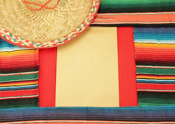 Fiesta poncho serape sombrero poncho Mexican background Hispanic theme stock, photo, photograph, image, picture, — Stock Photo, Image