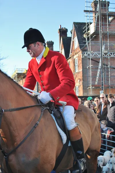 Huntsman ready for the fox hunt on horse