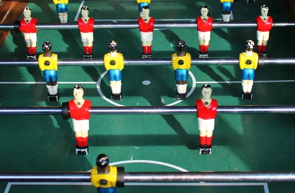 Foosball voetbal in team kleuren Voetbal Brazilië shirts tafelblad — Stockfoto