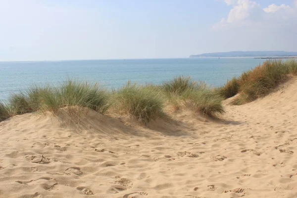 Camber Sands East Sussex UK - Gökyüzü ve deniz kumullarıyla kaplı Camber Kum tepeciklerinin manzarası