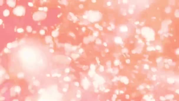 Korallenrosa Abstrakte Bewegung Bokeh Hintergrund Leuchtenden Teilchen Schimmernde Glitzerpartikel Mit — Stockvideo