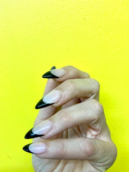 Manicura Francesa Desnuda Con Puntas Garra Diseño Uñas Moda Acrílico — Foto de Stock