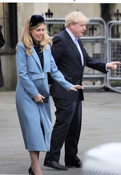 Londres Reino Unido 2020 Boris Johnson Esposa Carrie Asisten Servicio — Foto de Stock