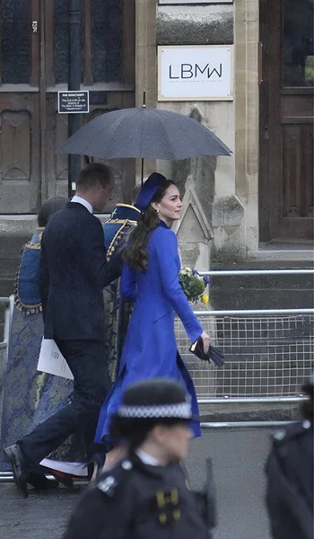2022年3月14日 凯瑟琳 米德尔顿剑桥公爵夫人和威廉王子在英联邦日抵达伦敦威斯敏斯特修道院 — 图库照片