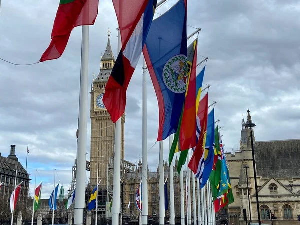 2022 웨스트민스터의 광장에서 영연방의 제국의 식민지가 하나가 날이었습니다 나라들의 국기들은 — 스톡 사진