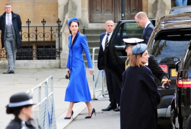 Londra, İngiltere - 03.14.2022: Cambridge Kate Catherine Middleton Düşesi ve Cambridge Prensi William Duke Westminster Abbey, Londra 'daki Commonwealth gününe geldiler. 