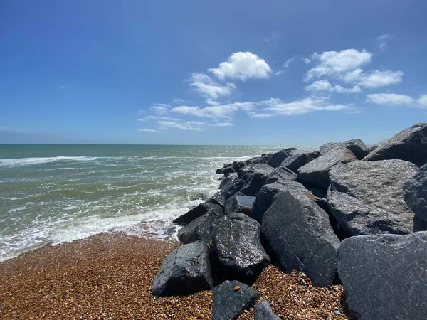 Bulverhythe Beach West Leonards East Sussex Großbritannien Schöner Kieselstrand Mit — Stockfoto