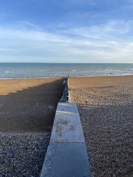 Hastings East Sussex Strandpromenade Mit Blick Auf Meer Und Kieselsteine — Stockfoto