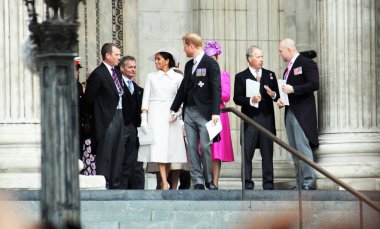 Londra, İngiltere - 06.03.2022: Meghan Markle Prince Harry, Londra 'daki St Pauls Katedrali' nde düzenlenen törene katıldı.