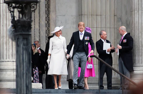 London 2022 Meghan Markle Prince Harry Attend Platinum Jubilee Thanks — Stock Photo, Image