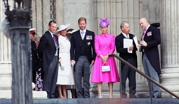London 2022 Meghan Markle Prince Harry Woont Platinum Jubilee Bij — Stockfoto