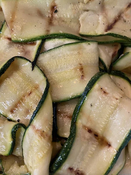 Grilled Zucchini Courgette Background Sliced Strips — Stock Photo, Image