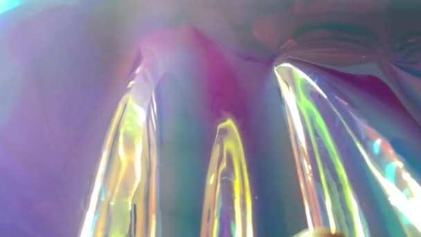 Neon Groen Roze Synth Wave Vapor Lichtgevende Lichten Hologram Iriserende — Stockvideo