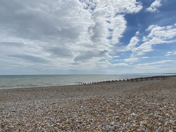 Hastings East Sussex Strandpromenade Mit Blick Auf Meer Und Kieselsteine — Stockfoto